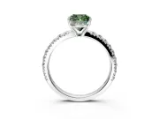 Solitaire Engagement Ring Setting for Fancy Green Cushion Cut Center with Large Accent Band and Prong Head in Platinum