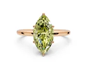 Hidden Halo Engagement Ring Setting for Fancy Yellow Marquise Center with Thin Round-Wire Band and Prong Head in Rose Gold