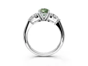 3 Stone Engagement Ring Setting for Fancy Green Pear-Shaped Center with Large Pear-Shaped Accents and Prong Head in Platinum