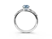 Cluster Engagement Ring Setting for Fancy Blue Oval Center with Round Cut Accent Band and Prong Head in Sterling Silver
