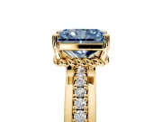 Solitaire Engagement Ring Setting for Fancy Blue Radiant Cut Center with Raised Channel Band and Prong Head in Yellow Gold