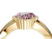 Halo Engagement Ring Setting for Fancy Pink Heart-Shaped Center with Wide Band, Inlaid Accent Row and Prong Head in Yellow Gold