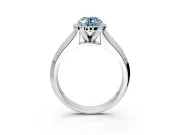 Halo Engagement Ring Setting for Fancy Blue Oval Center with Knife Ridge Cathedral Band and Prong Head in White Gold