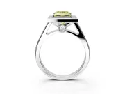 Halo Engagement Ring Setting for Fancy Yellow Princess Cut Center with Outer Bezel Rim, Pave Band and Prong Head in Platinum