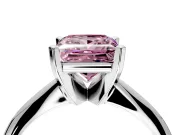 Solitaire Engagement Ring Setting for Fancy Pink Princess Cut Center with Knife Ridge Band and Claw Prong Head in Platinum