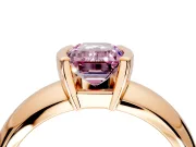 Tension Engagement Ring Setting for Fancy Pink Emerald Cut Center with Wide Flat Band and Tension Head in Rose Gold