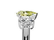 Cluster Engagement Ring Setting for Fancy Yellow Pear-Shaped Center with Round Cut Accent Frame and Prong Head in Sterling Silver