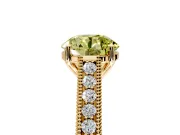 Solitaire Engagement Ring Setting for Fancy Yellow Round Cut Center with Engraved Pave Band and Prong Head in Yellow Gold