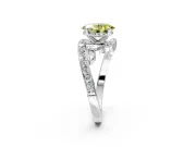 Solitaire Engagement Ring Setting for Fancy Yellow Oval Center with Pave Bypass Twist Band and Prong Head in Platinum
