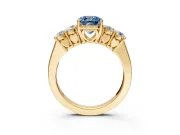 5 Stone Engagement Ring Setting for Fancy Blue Cushion Cut Center with Equal Close-Set Accents and Prong Head in Yellow Gold