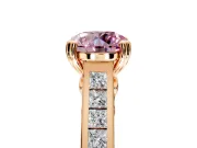 Solitaire Engagement Ring Setting for Fancy Pink Round Cut Center with Channel Band and Double Claw Prong Head in Rose Gold