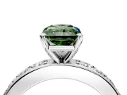 Solitaire Engagement Ring Setting for Fancy Green Radiant Cut Center with Channel-Set Accents and Prong Head in Platinum