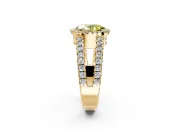Halo Engagement Ring Setting for Fancy Yellow Oval Center with Wide-Open Pave Split Shank and Prong Head in Yellow Gold