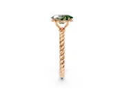 Solitaire Engagement Ring Setting for Fancy Green Oval Center with 2-Strand Rope Twist Band and Prong Head in Rose Gold