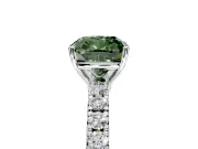Solitaire Engagement Ring Setting for Fancy Green Cushion Cut Center with Large Accent Band and Prong Head in Platinum