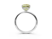 Hidden Halo Engagement Ring Setting for Fancy Yellow Princess Cut Center with Thin Round-Wire Band and Prong Head in White Gold