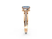 Solitaire Engagement Ring Setting for Fancy Blue Radiant Cut Center with Raised Channel Band and Prong Head in Rose Gold