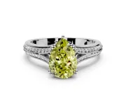 Solitaire Engagement Ring Setting for Fancy Yellow Pear-Shaped Center with Pave Rail Split Shank and Prong Head in Sterling Silver