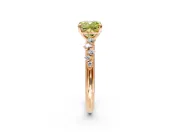 Cluster Engagement Ring Setting for Fancy Yellow Cushion Cut Center with Round Cut Accent Band and Prong Head in Rose Gold