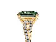 Solitaire Engagement Ring Setting for Fancy Green Radiant Cut Center with Twisted Pave Split Shank and Prong Head in Yellow Gold
