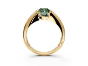Tension Engagement Ring Setting for Fancy Green Cushion Cut Center with Wide Tapered Band and Tension Head in Yellow Gold