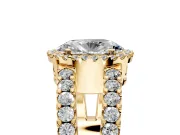 Halo Engagement Ring Setting for Oval Center with Wide-Open Pave Split Shank and Prong Head in Yellow Gold
