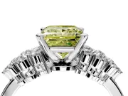 Cluster Engagement Ring Setting for Fancy Yellow Princess Cut Center with 2-Row Shoulder Clusters and Prong Head in Sterling Silver