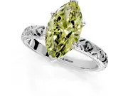 Solitaire Engagement Ring Setting for Fancy Yellow Marquise Center with XO Engraved Band and Prong Head in Platinum