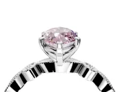 Solitaire Engagement Ring Setting for Fancy Pink Marquise Center with Milgrain Bezel Accents and Prong Head in Platinum