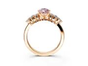 Cluster Engagement Ring Setting for Fancy Pink Pear-Shaped Center with 2-Row Shoulder Clusters and Prong Head in Rose Gold