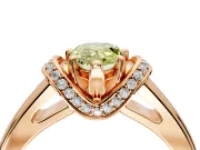 Solitaire Engagement Ring Setting for Fancy Yellow Pear-Shaped Center with Wide Band, Pave Collar and Prong Head in Rose Gold