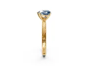 Solitaire Engagement Ring Setting for Fancy Blue Heart-Shaped Center with Engraved Milgrain Band and Prong Head in Yellow Gold