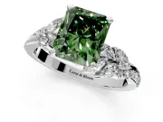 Solitaire Engagement Ring Setting for Fancy Green Radiant Cut Center with Marquise Accent Twist Band and Prong Head in White Gold
