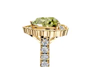 Milgrain Floral Halo Engagement Ring Setting for Fancy Yellow Heart-Shaped Center with Pave Band and Prong Head in Yellow Gold