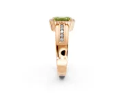 Halo Engagement Ring Setting for Fancy Yellow Emerald Cut Center with Wide Band, Inlaid Accent Row and Prong Head in Rose Gold