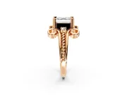 Solitaire Engagement Ring Setting for Asscher Cut Center with Twisted Band and Scroll Prong Head in Rose Gold