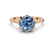 Solitaire Engagement Ring Setting for Fancy Blue Round Cut Center with Cathedral Band and Prong Head in Rose Gold