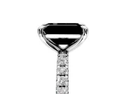 Solitaire Engagement Ring Setting for Fancy Black Emerald Cut Center with Fine Pave Narrow Band and Prong Head in Platinum