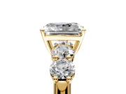 5 Stone Engagement Ring Setting for Radiant Cut Center with Graduated Accents and Prong Head in Yellow Gold
