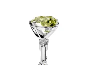Solitaire Engagement Ring Setting for Fancy Yellow Heart-Shaped Center with Bezel Station Band and Prong Head in Platinum