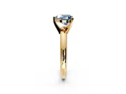 Solitaire Engagement Ring Setting for Fancy Blue Heart-Shaped Center with Wire Band and Prong Head in Yellow Gold
