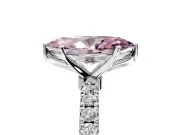 Open Basket Engagement Ring Setting for Fancy Pink Marquise Center with Pave Band and Prong Head in Sterling Silver