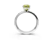 Solitaire Engagement Ring Setting for Fancy Yellow Radiant Cut Center with Scrollwork Band and Prong Head in White Gold
