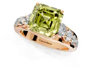 Solitaire Engagement Ring Setting for Fancy Yellow Asscher Cut Center with Graduated Shared Prongs and Prong Head in Rose Gold