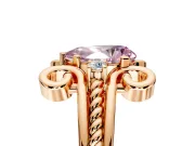 Solitaire Engagement Ring Setting for Fancy Pink Pear-Shaped Center with Twisted Band and Scroll Prong Head in Rose Gold