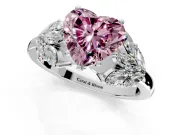 Leaf Cluster Engagement Ring Setting for Fancy Pink Heart-Shaped Center with Marquise Accents and Prong Head in Sterling Silver