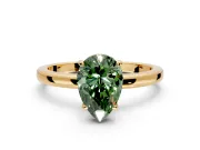 Solitaire Engagement Ring Setting for Fancy Green Pear-Shaped Center with Fine Wire Band and Prong Head in Yellow Gold