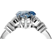 Floral Engagement Ring Setting for Fancy Blue Heart-Shaped Center with Marquise Cluster Shoulders and Prong Head in White Gold