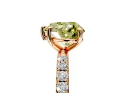 Solitaire Engagement Ring Setting for Fancy Yellow Heart-Shaped Center with Micro Pave Band and Prong Head in Rose Gold