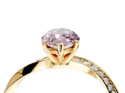 Side Accent Engagement Ring Setting for Fancy Pink Marquise Center with Accent Shoulders and Prong Head in Yellow Gold